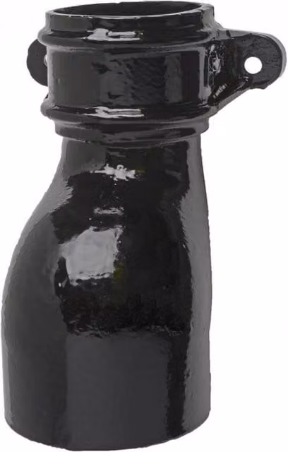 Hargreaves Premier Cast Iron Round Downpipe Eared Anti-Splash Shoe, 65mm, Black