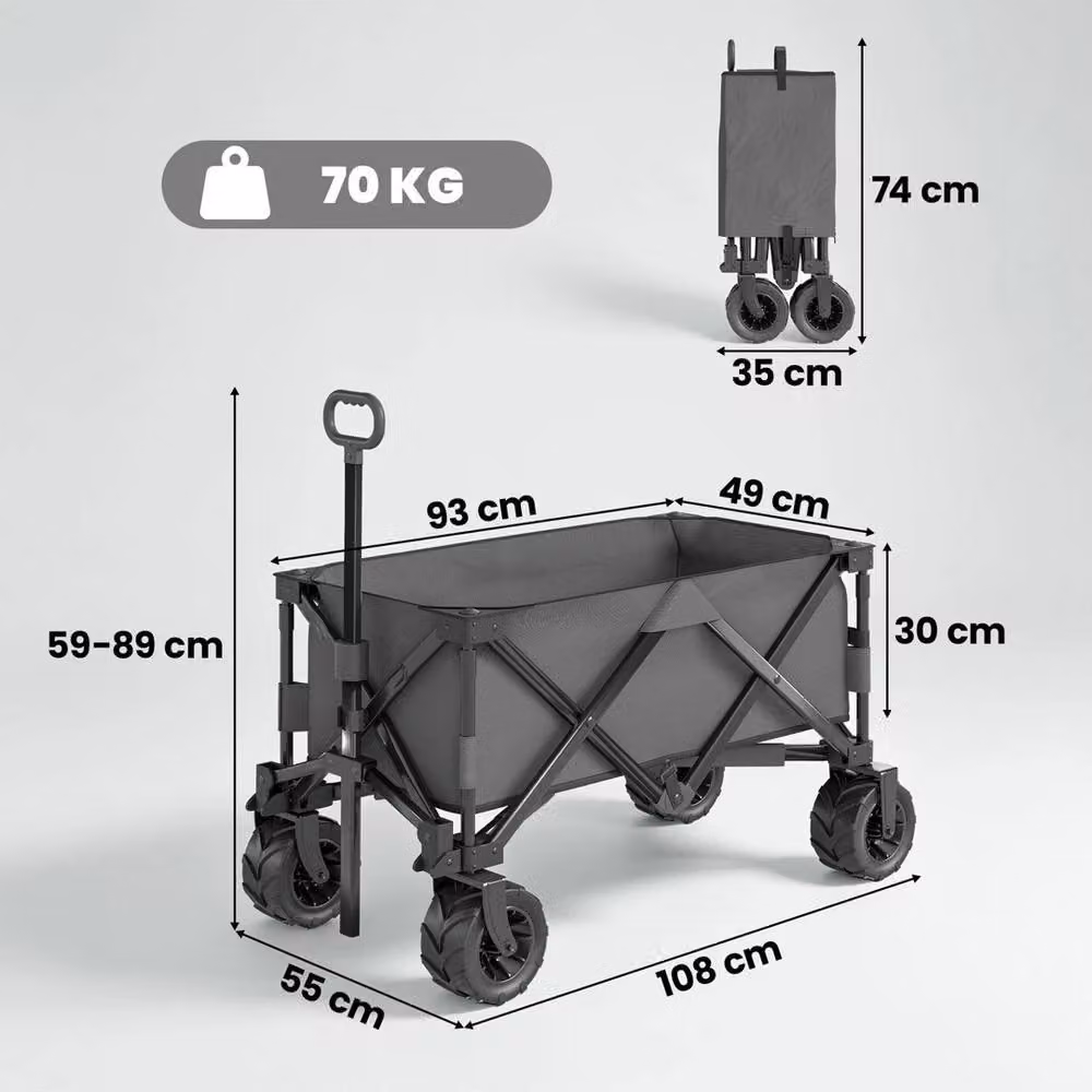 VOGREX Folding Outdoor Cargo Wagon Trailer with Handle, Dark Grey – 2
