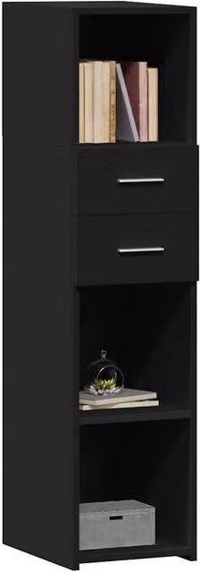 Berkfield Home Modern Black Matt Highboard in MDF, W/D/H: 30 x 42.5 x 124 cm