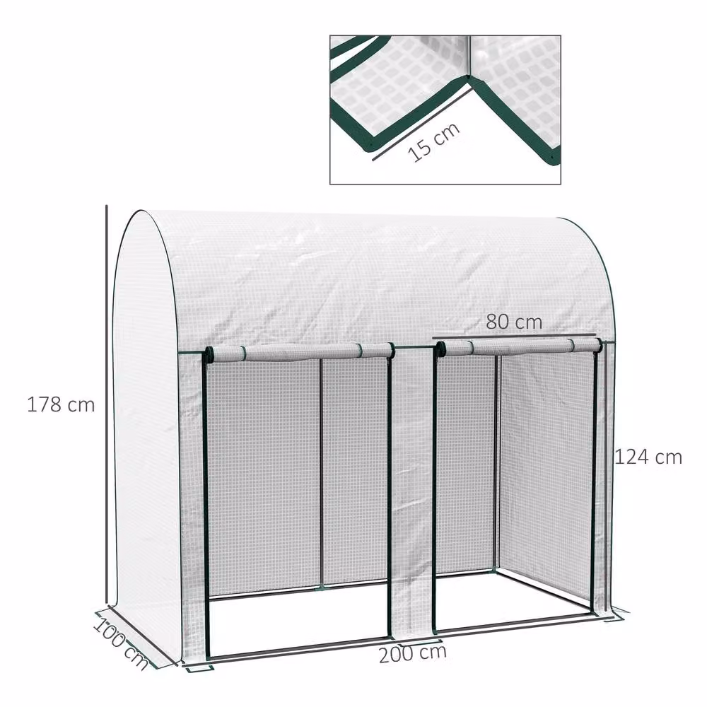 STILVORA White Walk-In Greenhouse with Zipped Doors, W/D/H: 200 x 100 x 178 cm – 3