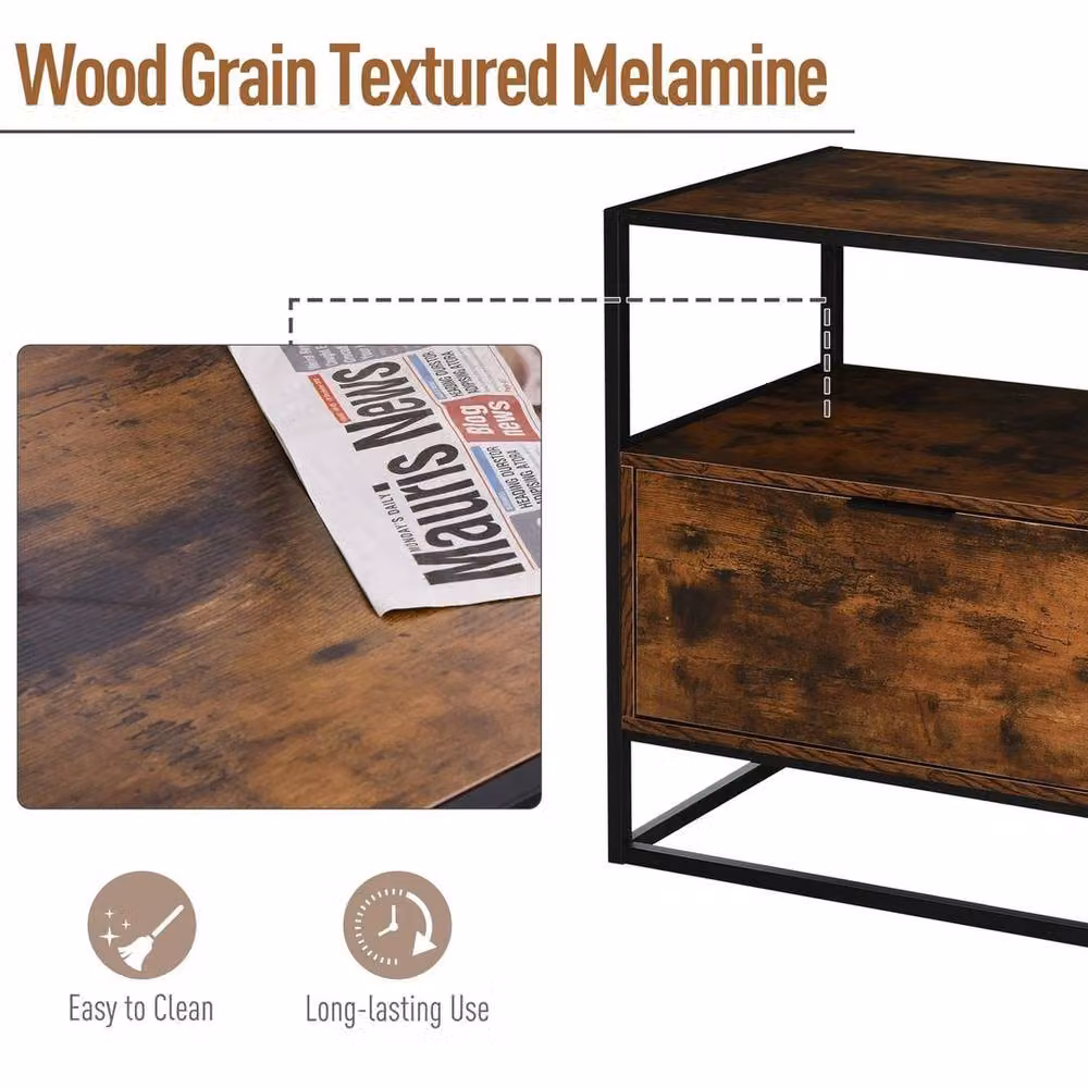 Kelvenix Industrial-Style Side Table in Brown and Black – 4
