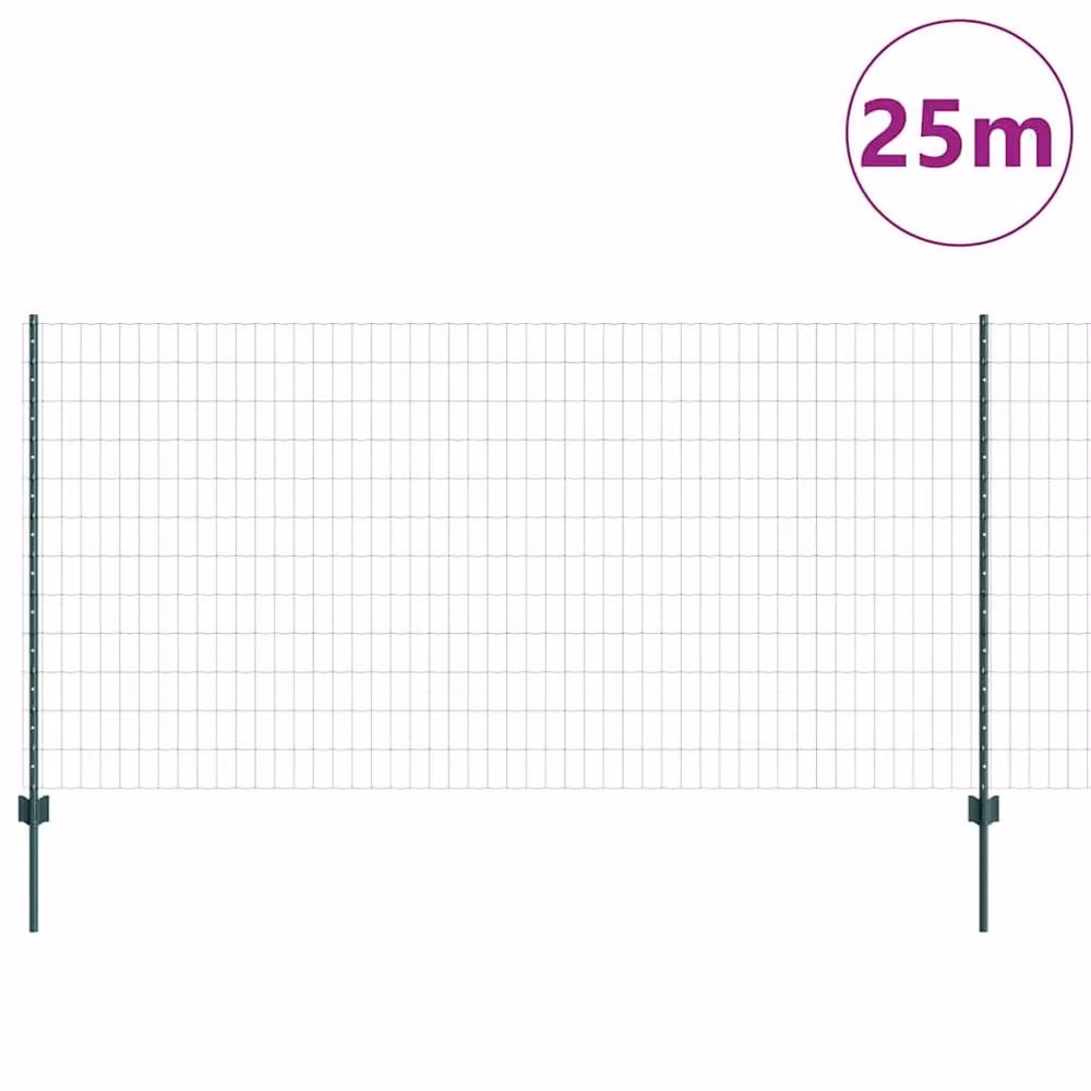 Berkfield Home Euro Fence Green Steel U-Profile with 11 U-Posts, 2 x 25 m – 2