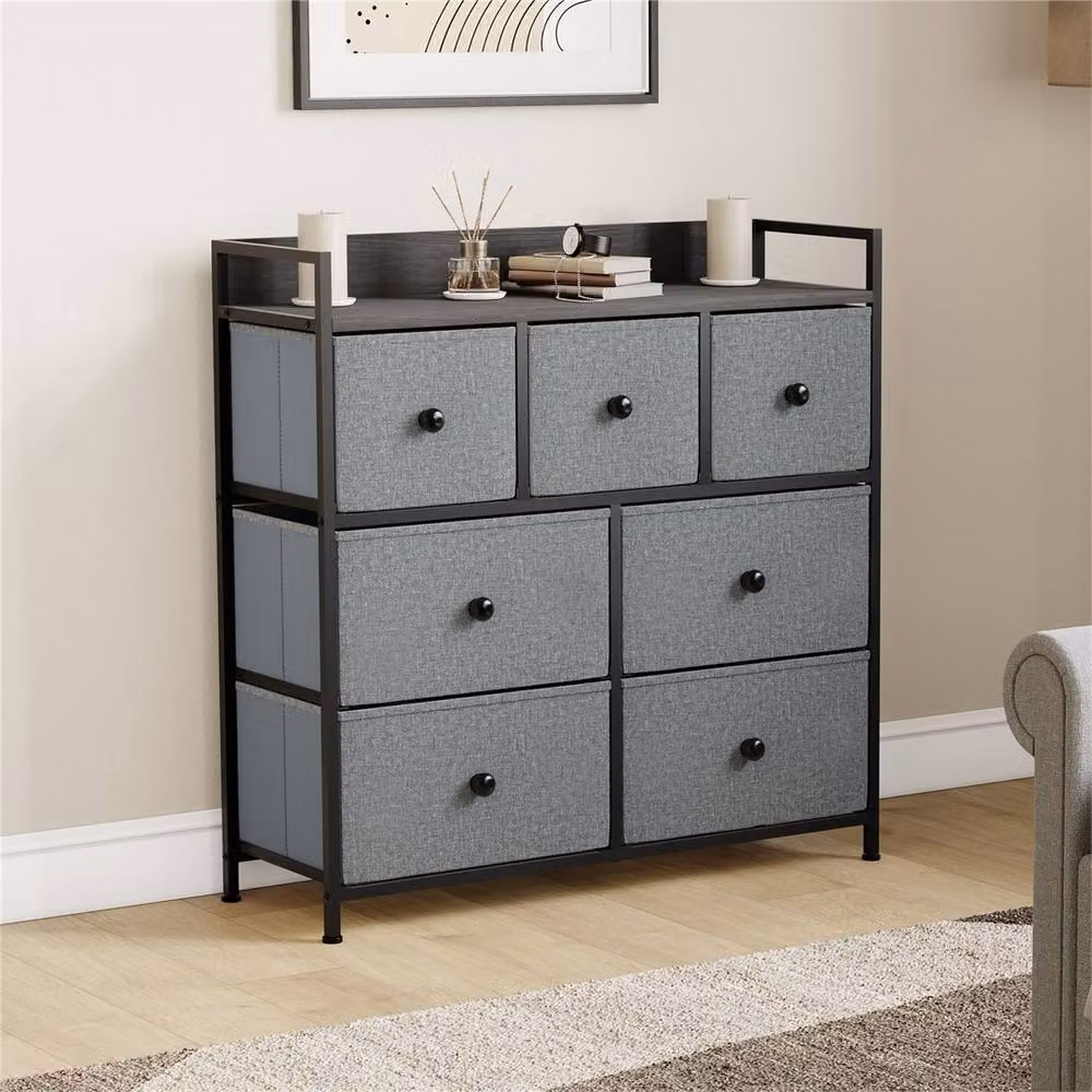 Kelvenix Grey and Black Modern Metal Chest of Drawers for Bedroom or Living Room – 4