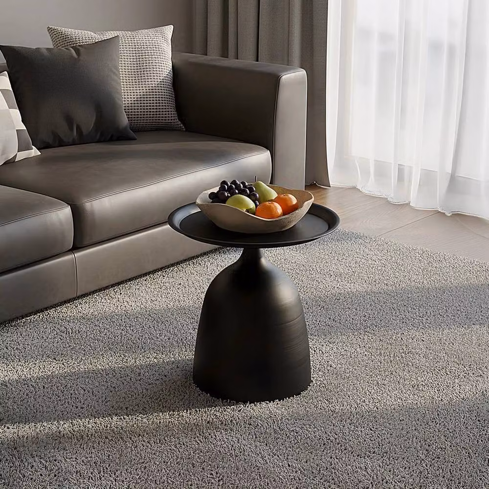 FORGEVIO Black Round Metal Side Table W/D/H: 39 x 39 x 42 cm – 2