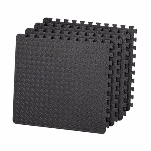 SHATCHI 4 Piece Black Interlocking EVA Foam Exercise Floor Mats, W/D/H: 60 x 60 x 1.1 cm – 1