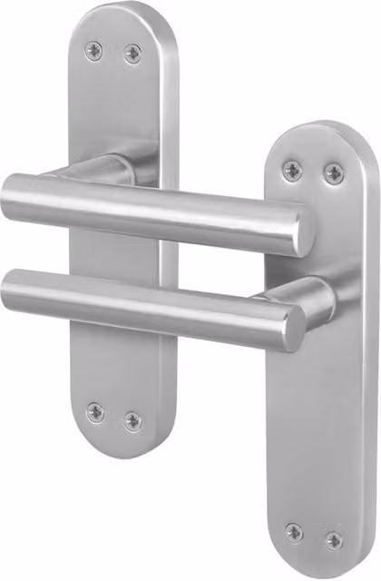 AFIT Satin T-Bar Internal Lever Door Handles with Backplate, 1 Pair, Silver