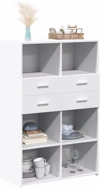 Berkfield Home White Modern Highboard W/D/H: 80 x 42.5 x 124 cm – 1