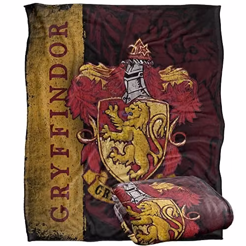 Warner Brothers Harry Potter Gryffindor House Crest Fleece Blanket, W/D: 152 x 127 cm, White/Multicolour – 1