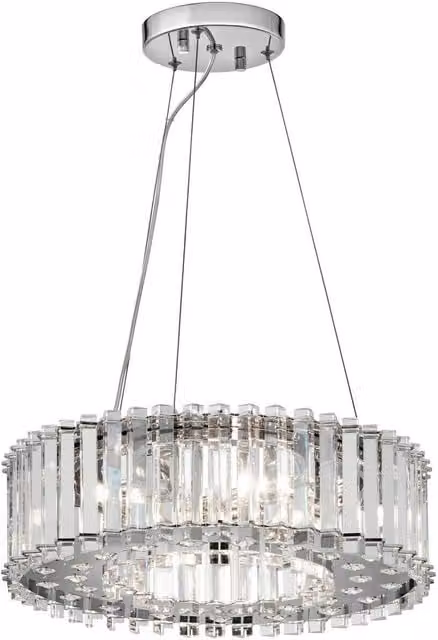 Loops 6 Bulb Crystal Ceiling Pendant Light Fitting in Chrome with Multicolour LED G9 Bulbs