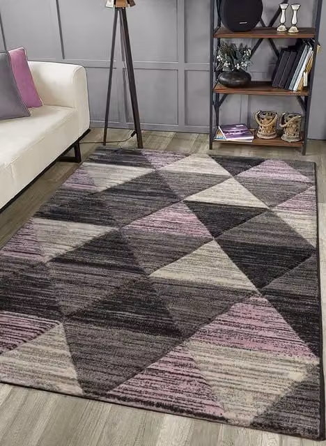 Home Republic Vision Geometric Carved Rug in Pink, W: 100 cm, D: 60 cm