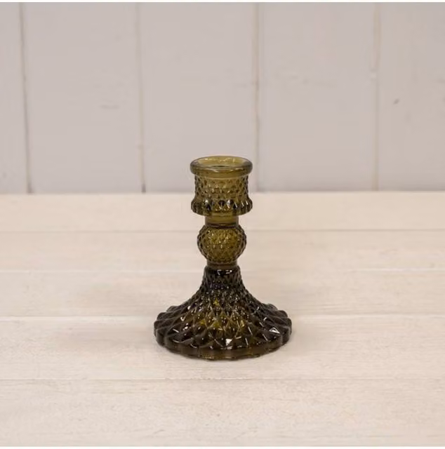 KDMD Green Geometric Glass Taper Candle Holder