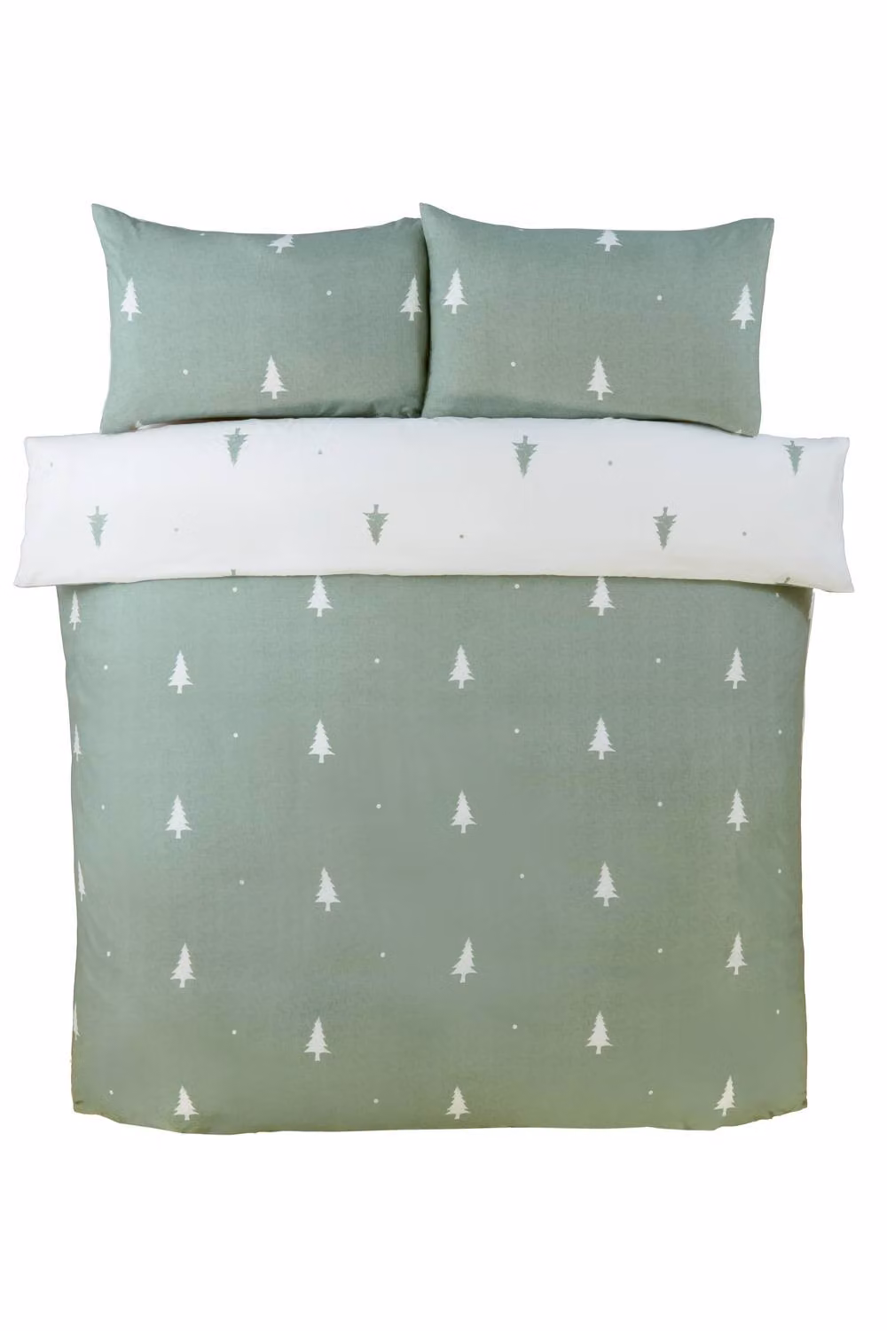Rapport Home Single Christmas Microfibre Reversible Duvet Cover Set with Envelope Pillowcase in Green and White, W/D/H: 135 x 200 cm – 2