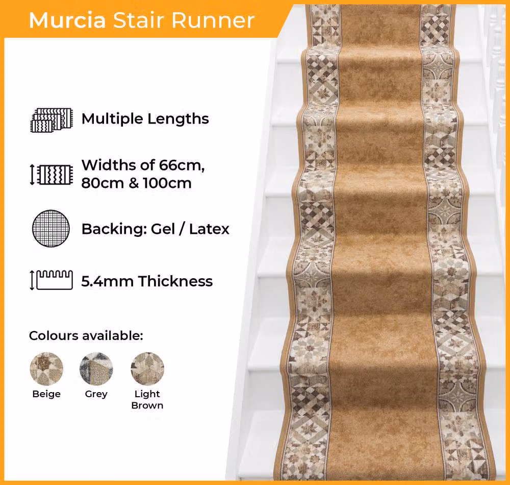 runrug Murcia Stair Runner Carpet, Grey, W: 80 cm x L: 720 cm – 2
