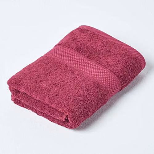 Homescapes Red Turkish Cotton Hand Towel, 500 GSM, Fluffy and Quick-Drying