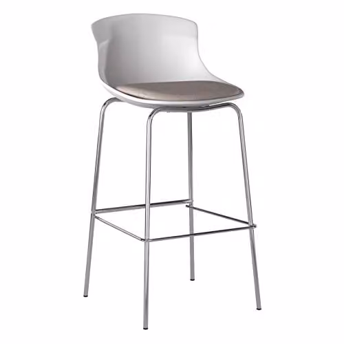DHP Helena Bar Stool in White Fabric with Matt Metal Legs, H 84.5 x W 42 x D 40 cm