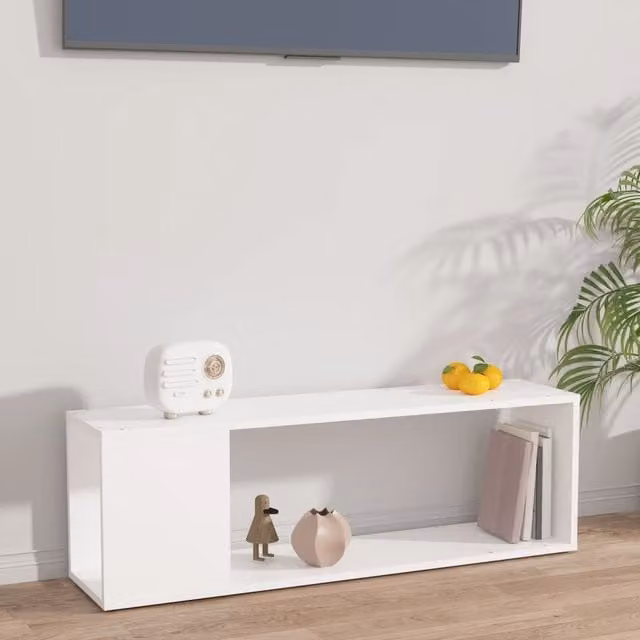 Berkfield Home Classic White TV Cabinet in Engineered Wood W/D/H: 100 x 24 x 32 cm