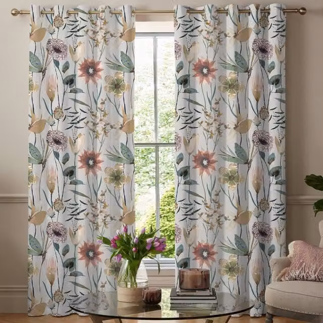Voyage Maison Oceania Made to Measure Blackout Floral Fabric Panel Curtain in Sandstone