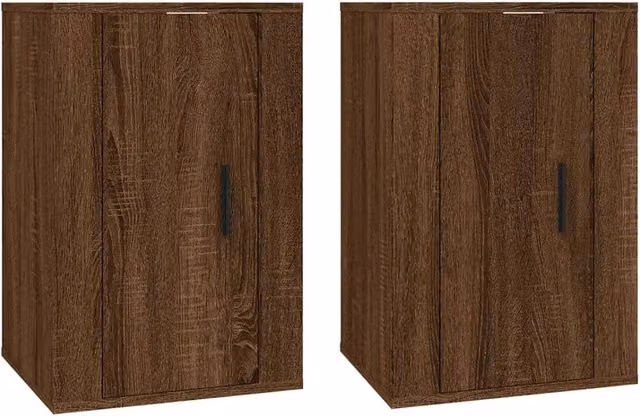 Berkfield Home Wall Mounted TV Cabinets, 2 Pack, Brown Oak, W: 40 cm, D: 34.5 cm, H: 60 cm – 1