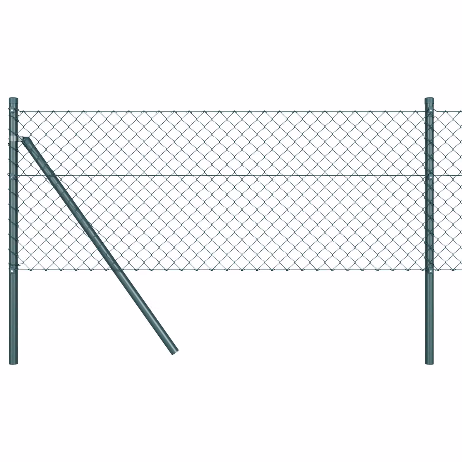 Berkfield Home Green Galvanised Steel Chain Link Fence with 7 Posts, W: 10 m, H: 0.8 m – 2