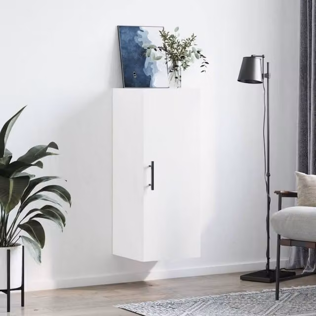Berkfield Home Wall Mounted Cabinet in White, W/D/H: 34.5 x 34 x 90 cm – 1