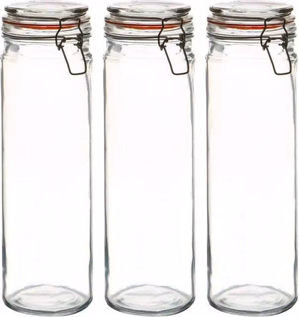 Argon Tableware Glass Spaghetti Jar with Orange Seal, Transparent, 2 l, Height: 33 cm