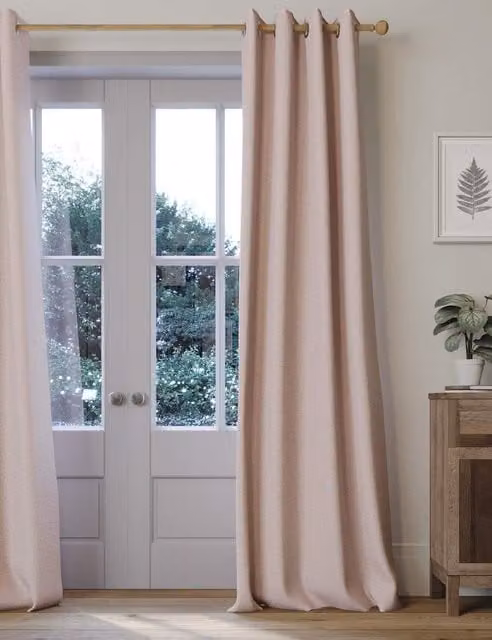 M&S Blush Pink Brushed Eyelet Blackout Thermal Curtains