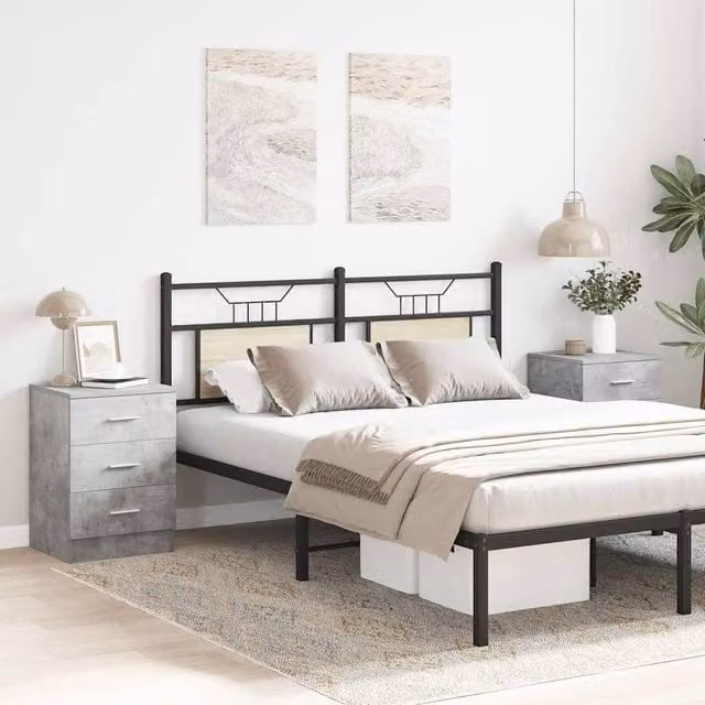 Berkfield Home Elegant Bedside Cabinets, 2 Piece Set, Concrete Grey, W/D/H: 38 x 35 x 56 cm – 1