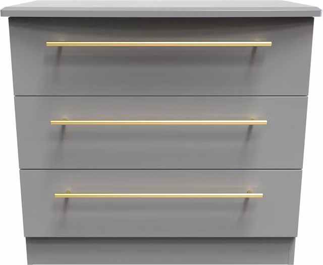 Helmsley 3 Drawer Chest in Dark Grey with Gold Accents, Ready Assembled – 1