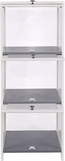 ERGOVEXA 3-Tier Bamboo Display Case with Glass Doors in White, W/D/H: 35.0 x 35.0 x 106.0 cm – 1