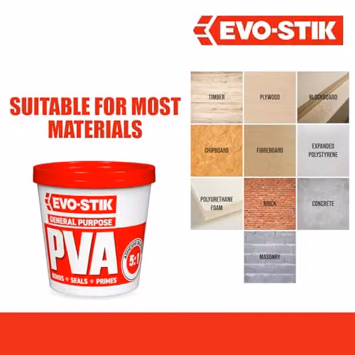 Evo-Stik General Purpose PVA White Synthetic Resin Adhesive, 1l – 3