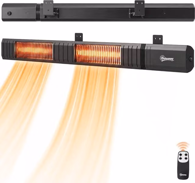 Outsunny 3000 W Electric Infrared Wall Mounted Patio Heater in Black
