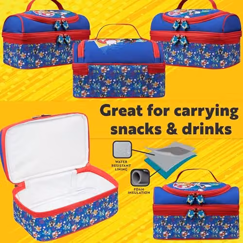 Get Trend Sonic the Hedgehog Insulated Kids Lunch Bag with Dual Compartments in Blue and Red – 3