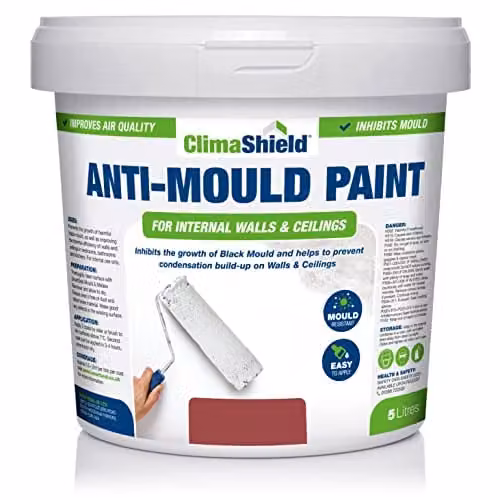 ClimaShield Anti Mould Paint in Brick Red, 5L, Water Based Mould Resistant Paint for Walls and Ceilings