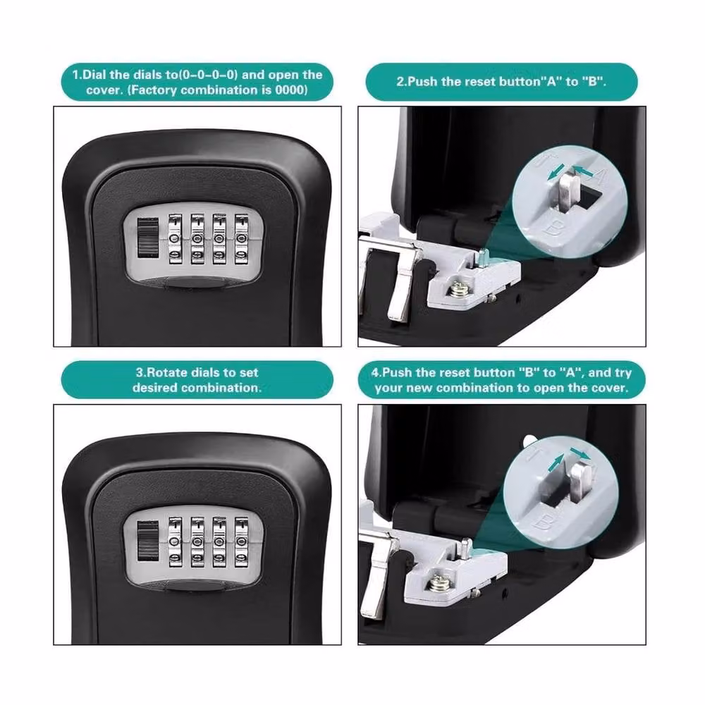 NESTLUNE Wall Mounted 4 Digit Combination Key Safe in Black – 4