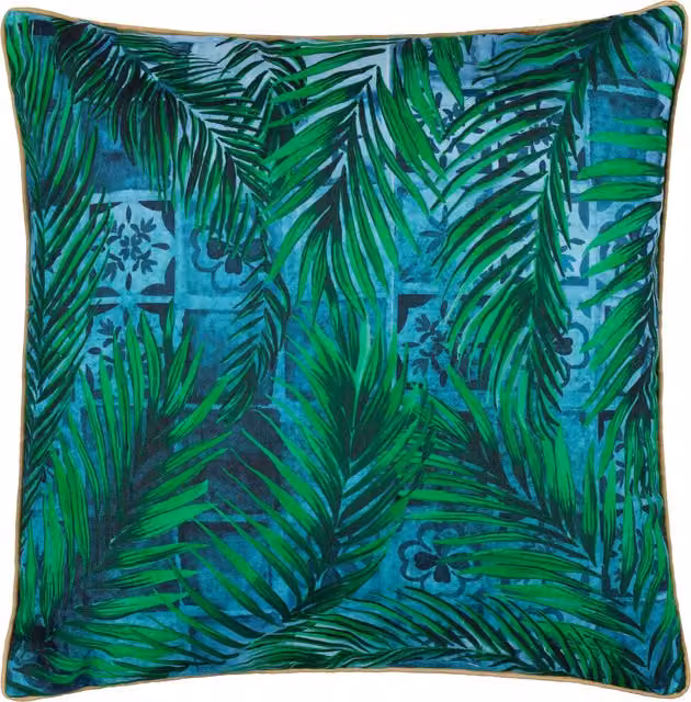 Make It A Home Majorelle Palm Azure Blue Floral Square Outdoor Cushion