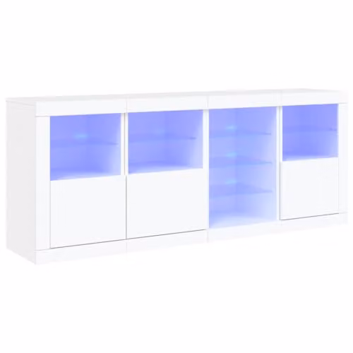 vidaXL Modern White Sideboard with Integrated LED Lights W: 164 cm, D: 37 cm, H: 67 cm – 1