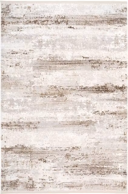 The Rug House Modern Beige and Yellow Striped Fringed Rectangular Rug, Width: 290 cm