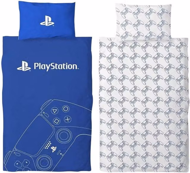 Playstation Reversible Graphic Duvet Set and Pillowcase in Blue, W/D/H: 90 x 200 cm – 1