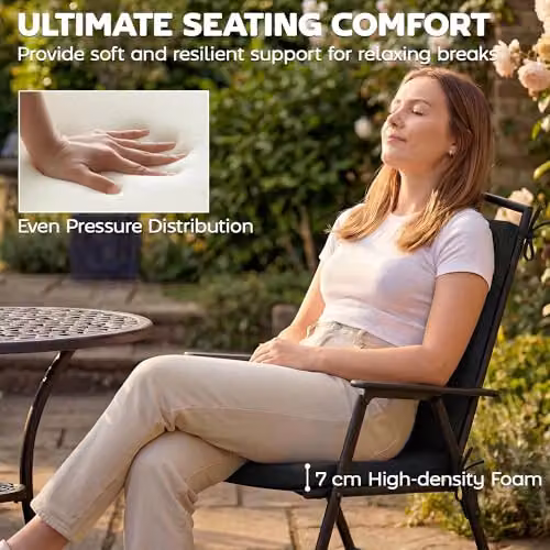 Outsunny Set of 2 Waterproof Garden Chair Cushions in Black, W/D/H: 50 x 50 x 7 cm – 3