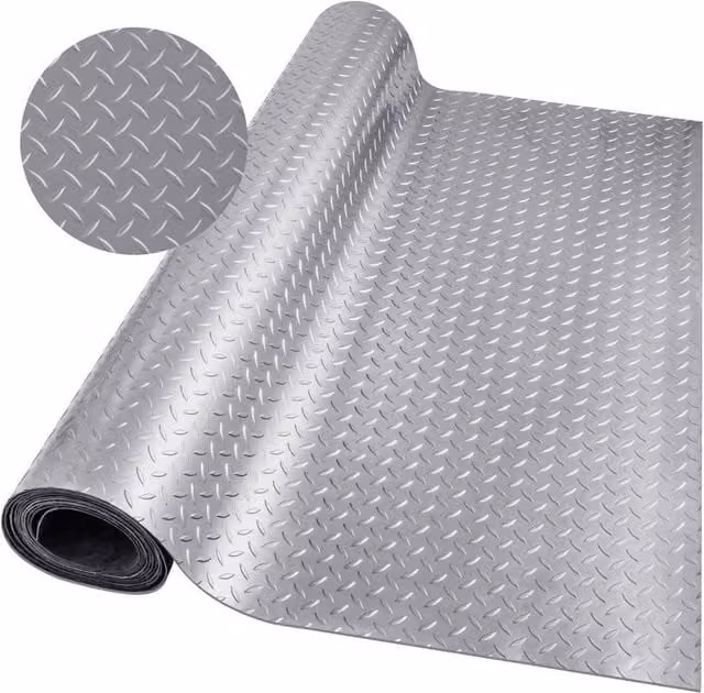 NESTLUNE Heavy Duty PVC Anti Slip Floor Mat for Garage or Workshop, Grey