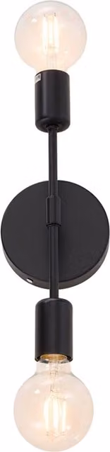 Living Star Industrial Black Metal 2-Light Up and Down Wall Light with Transparent Glass