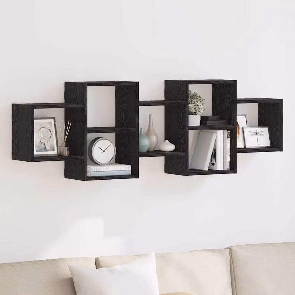 Berkfield Home Black Oak Wall Shelf, W/D/H: 129 x 42 x 18 cm – 2