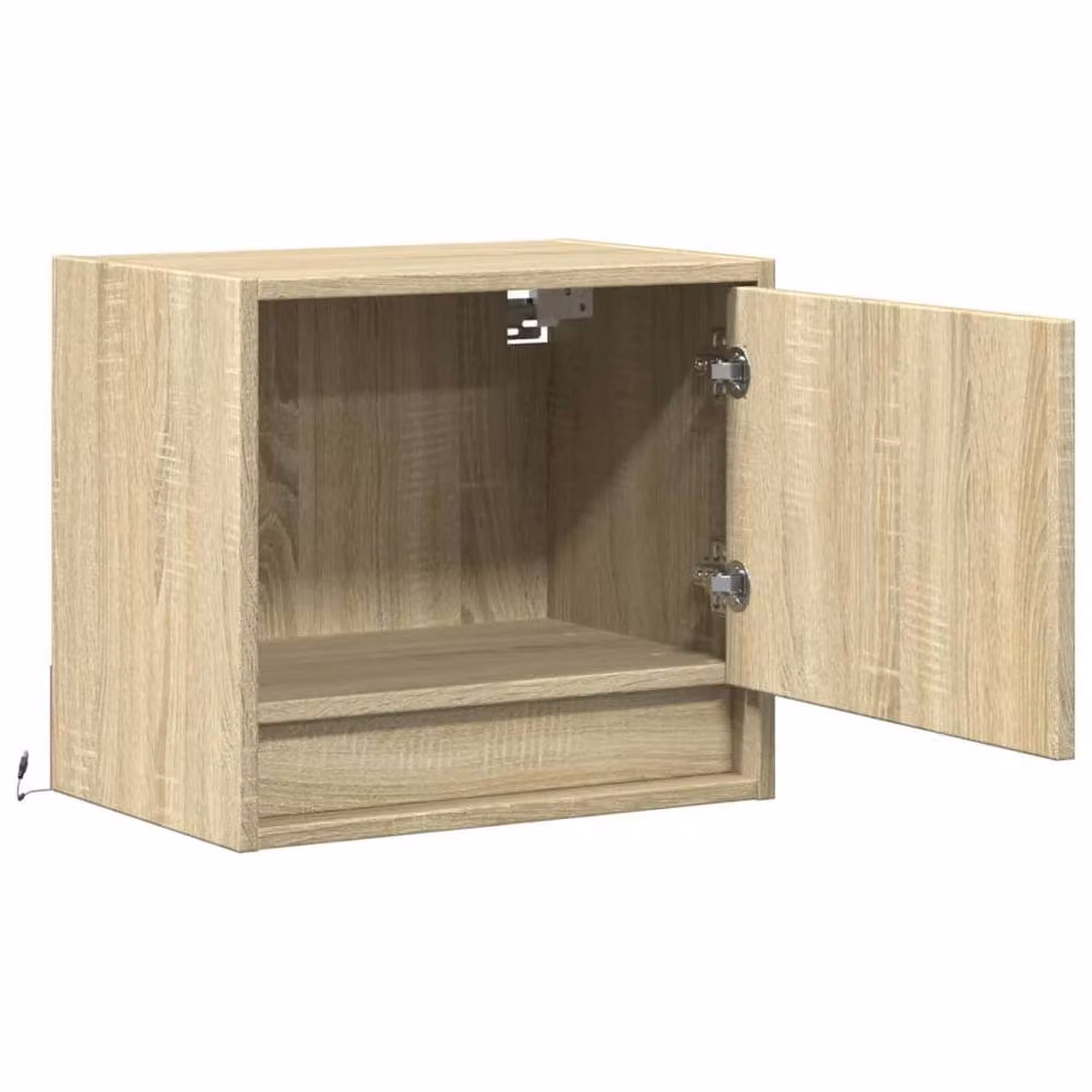 Berkfield Home Set of 2 Wall-mounted Bedside Cabinets with Integrated LED Lights in Sonoma Oak Light Tan – 2