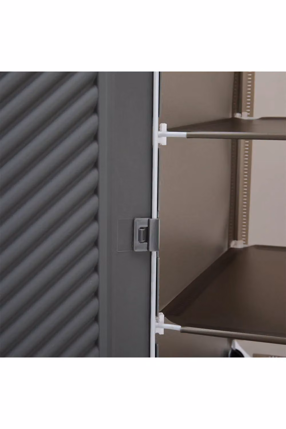 H&O Direct 6-Tier Modern Grey Shoe Cabinet with Hinged Doors – 3
