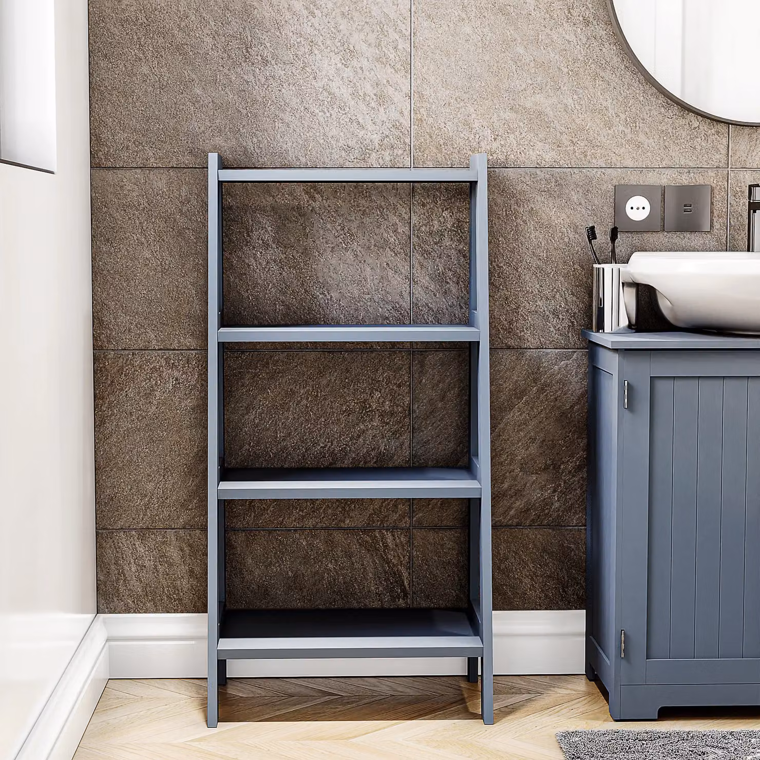 Bath Vida 4 Tier Freestanding Ladder Bathroom Storage Unit, Grey, H 90 x W 45 x D 30 cm – 3