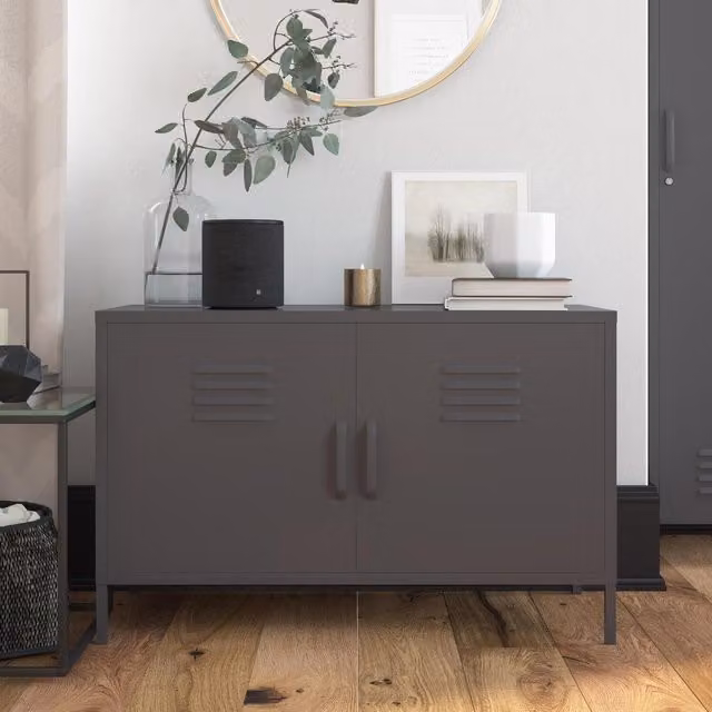 Bradford Industrial 2 Door Metal Accent Cabinet in Grey