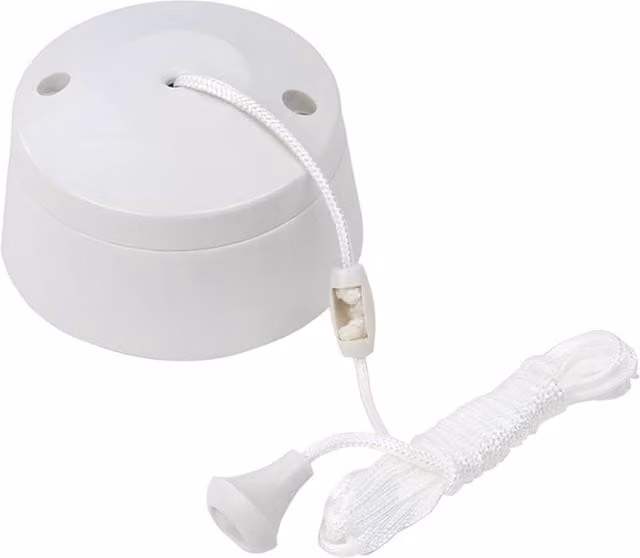 KDMD 6 Amp 2 Way White Plastic Ceiling Pull Cord Switch for Bathroom and Toilet