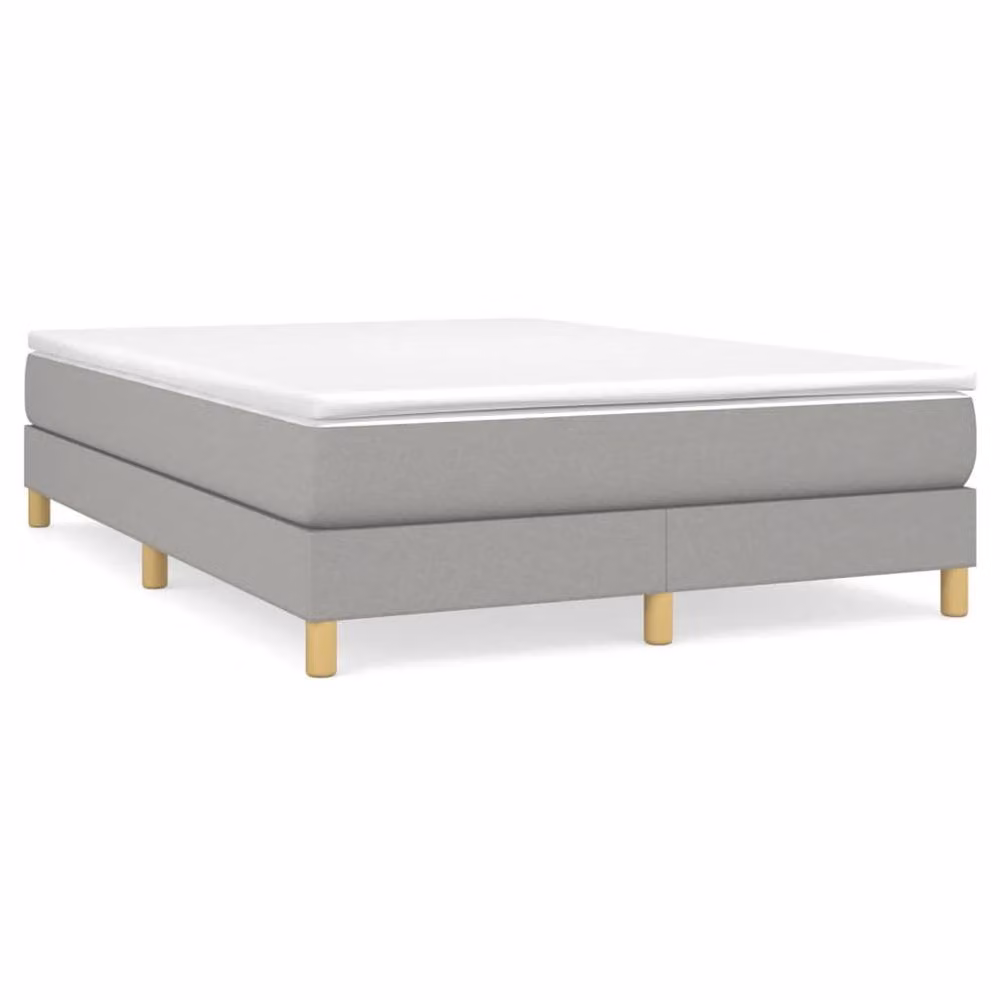 Berkfield Home Upholstered Box Spring Bed Frame in Grey, W: 135 cm, L: 190 cm – 2