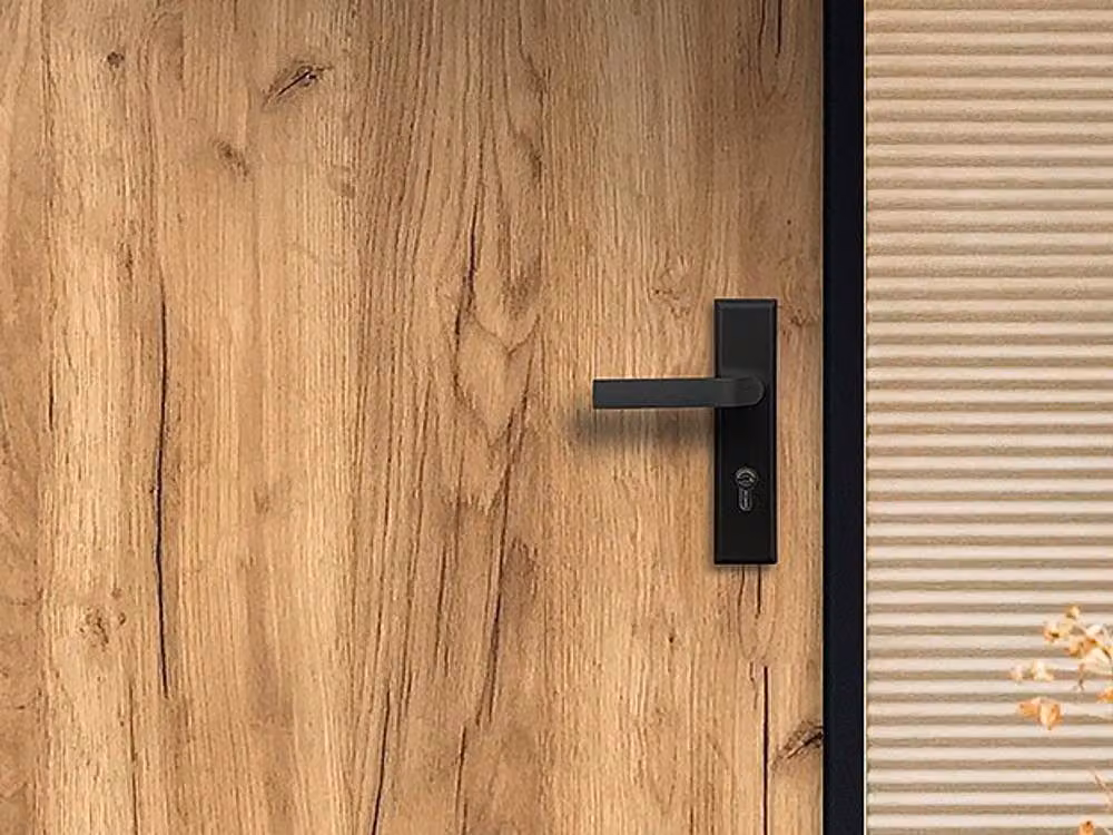 Vente-unique Full Panel Steel Front Door in Light Oak Effect, Left-Hand Opening, H: 207 cm, W: 100 cm – 3