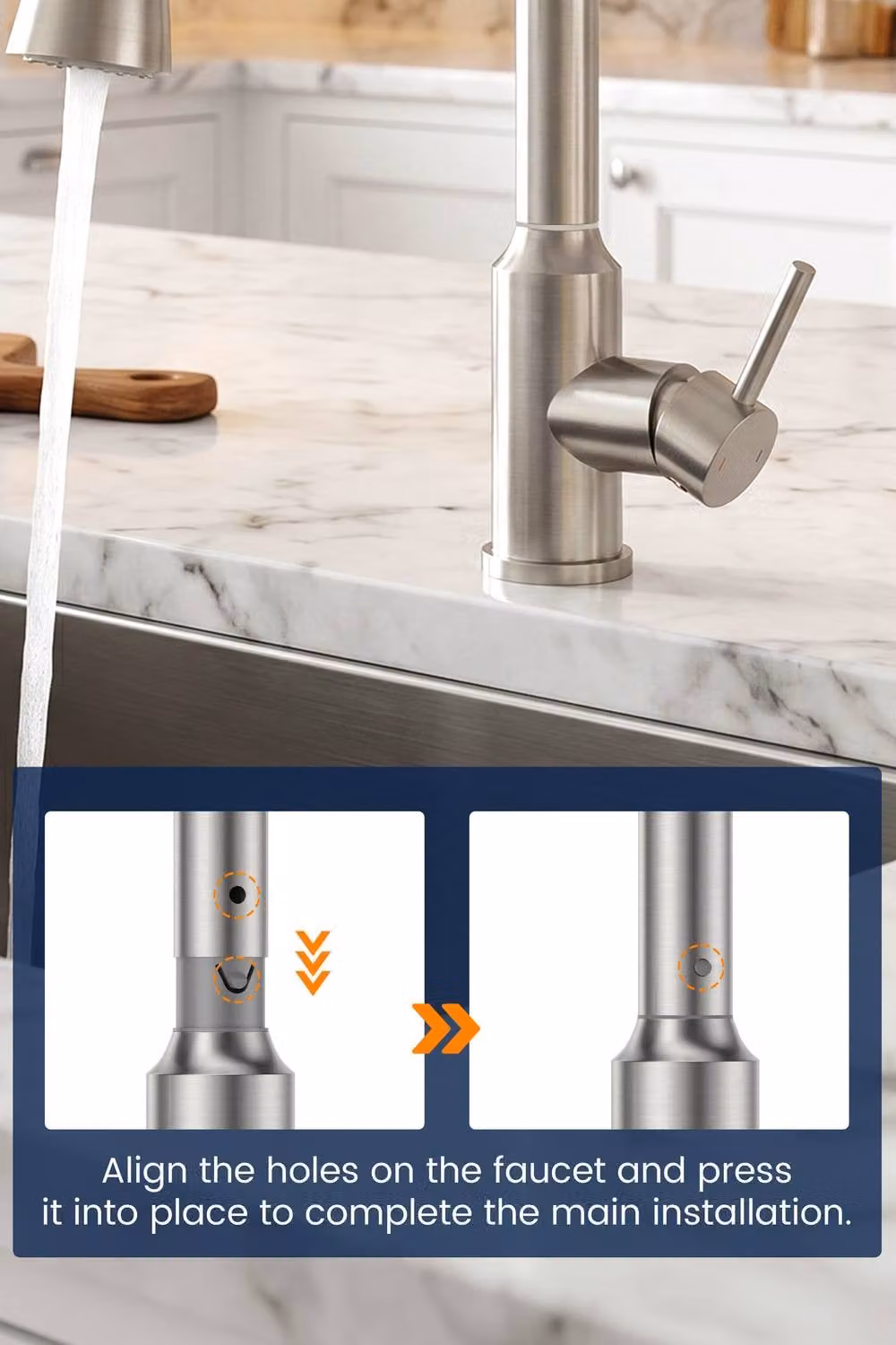 JANLEMNY Stainless Steel Pull Out Kitchen Mixer Tap with 2 Spray Modes in Silver – 5